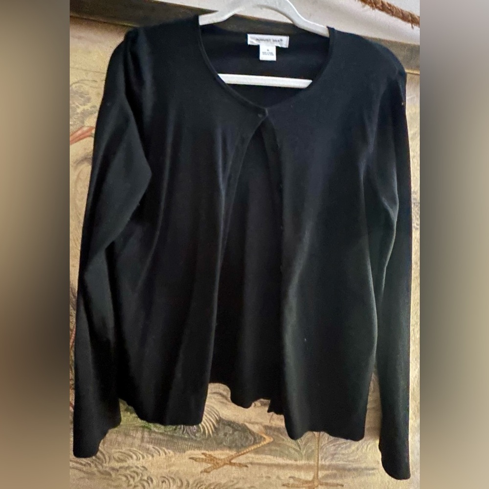 * August Silk Classic Black Cardigan Size Medium *